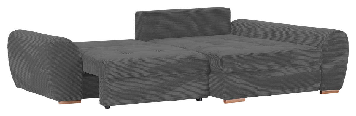 ECKSOFA in Cord Dunkelgrau  - Eichefarben/Dunkelgrau, Konventionell, Holz/Textil (276/177cm) - Carryhome