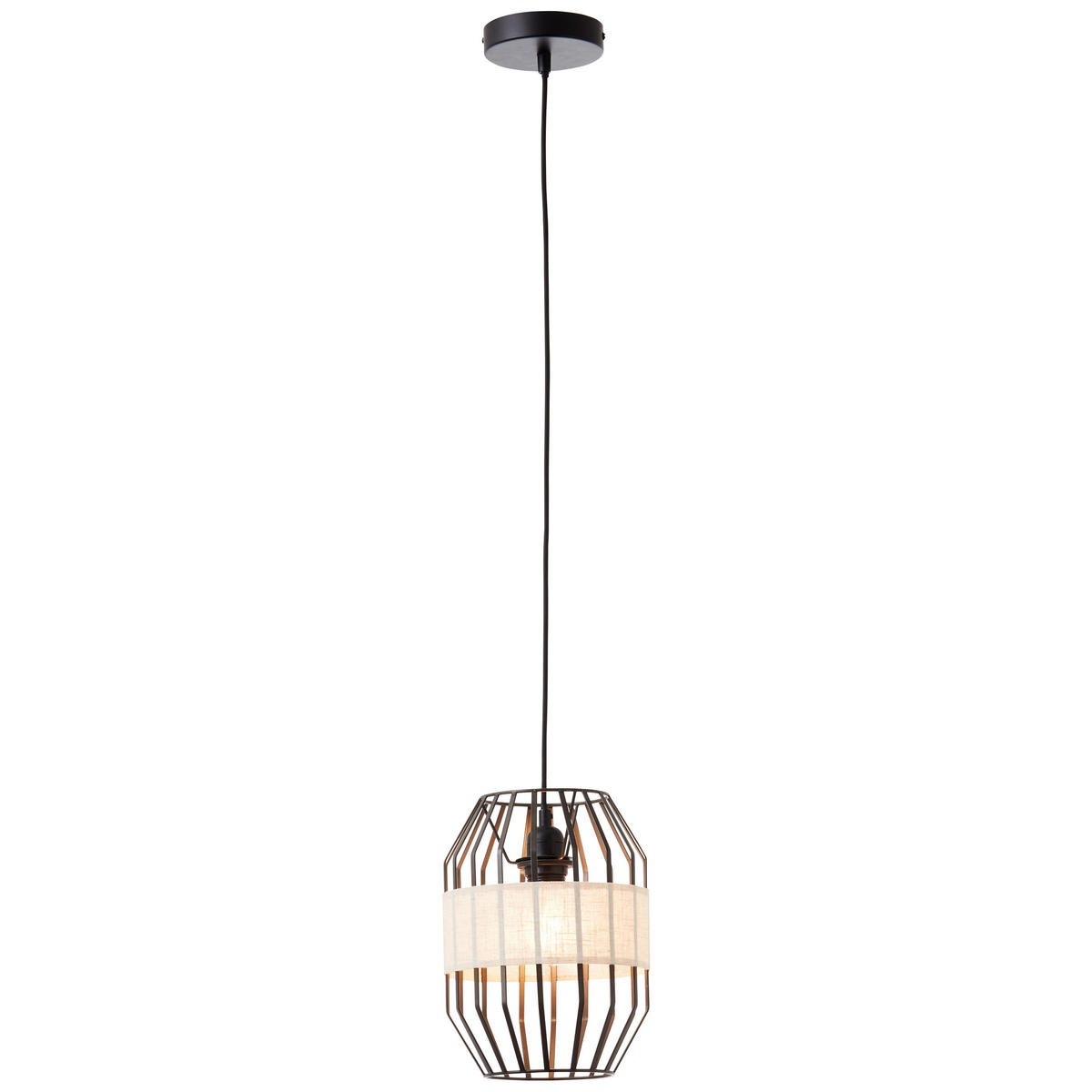 HÄNGELEUCHTE 23/136,5 cm    - Schwarz/Naturfarben, Basics, Textil/Metall (23/136,5cm) - Brilliant