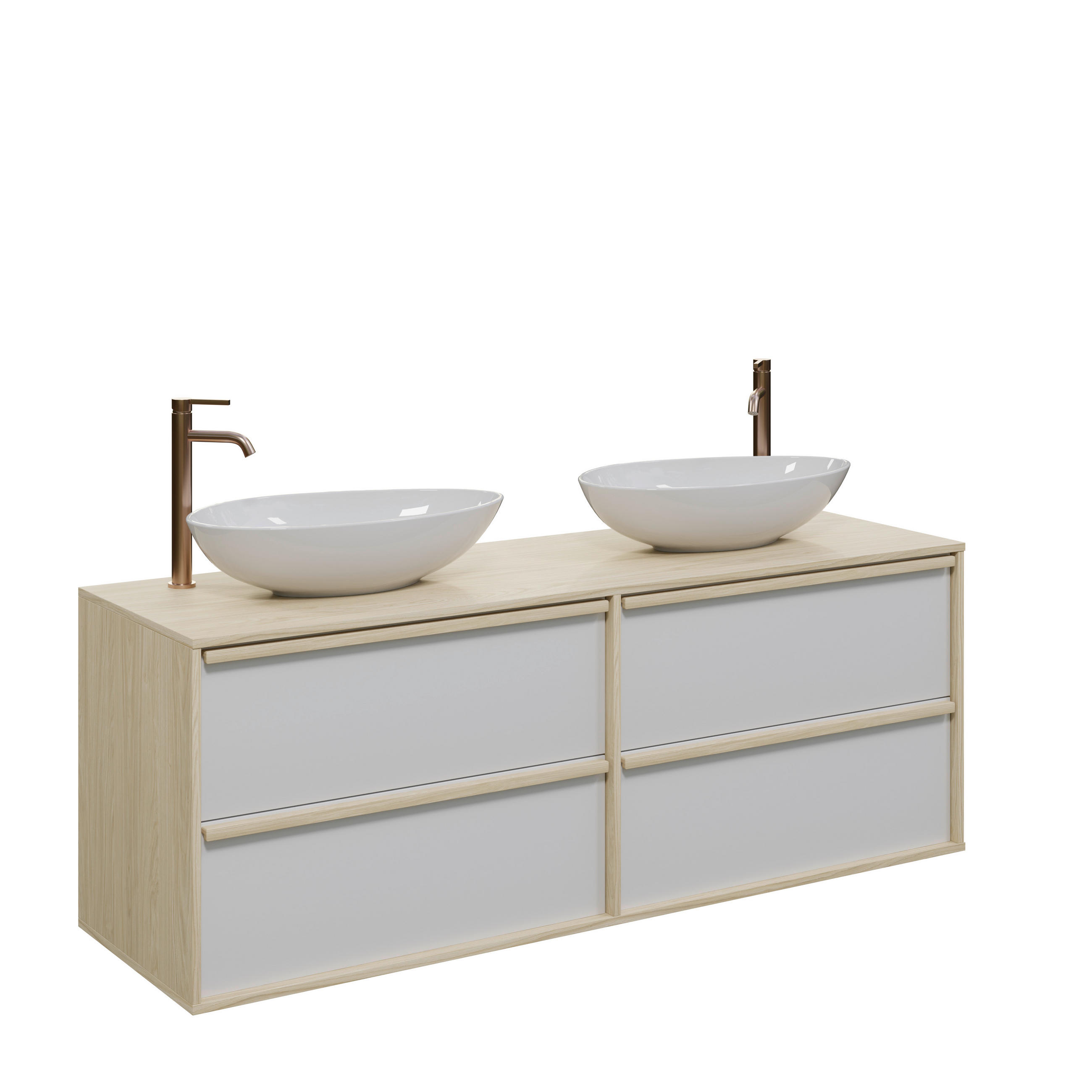 WASCHTISCHKOMBI 165,1 cm  - Eichefarben/Weiß, MODERN, Holz/Keramik (165,1cm) - Celina Home
