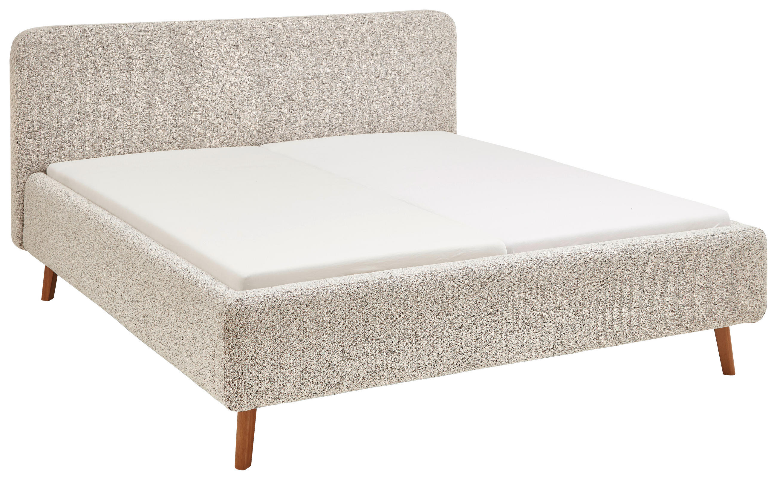 POLSTERBETT 180/200 cm, inkl. gepolstertes Kopfteil, Lattenrost, Bettkasten,  in Beige  - Eichefarben/Birkefarben, Design, Holz/Textil (180/200cm) - Xora