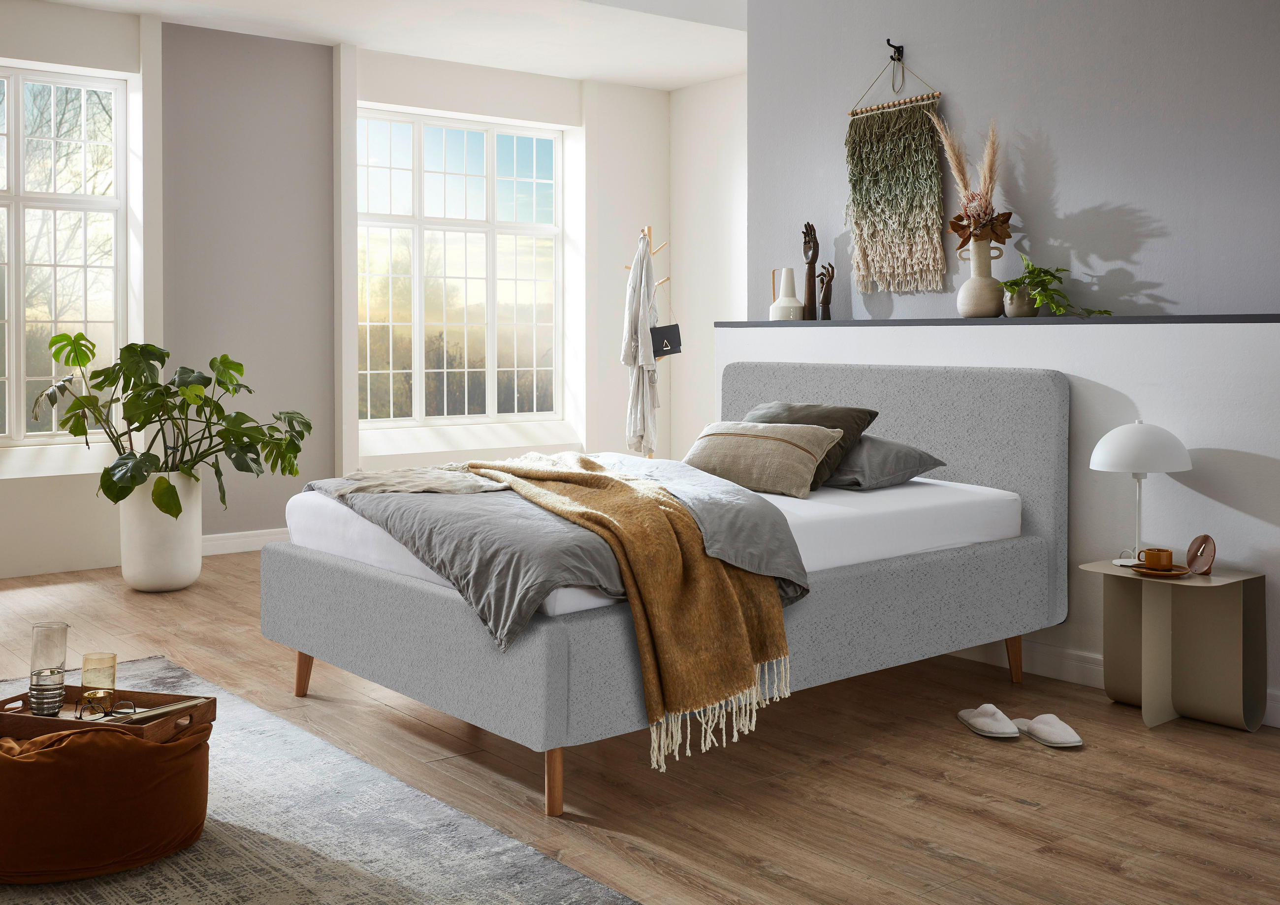 POLSTERBETT Grau 180/200 cm  - Eichefarben/Grau, Design, Holz/Textil (180/200cm) - MID.YOU