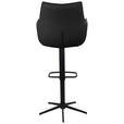 BARHOCKER Echtleder Schwarz Eisen Sitzfläche 360° drehbar  - Schwarz, Design, Leder/Metall (54/96-121/56cm) - Novel