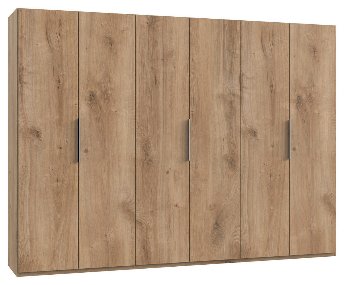 ŠATNÍ SKŘÍŇ S OTOČNÝMI DVEŘMI, barvy dubu, 300/216/58 cm - barvy dubu/barvy chromu, Moderní, kompozitní dřevo (300/216/58cm) - MID.YOU