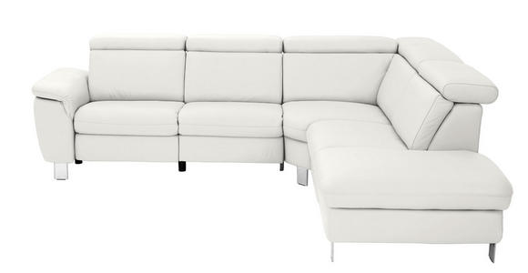 WOHNLANDSCHAFT in Leder Weiß - Alufarben/Weiß, Design, Leder/Metall (271/242cm) - Cantus