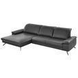 ECKSOFA  in Echtleder Anthrazit  193/332 cm  - Anthrazit/Schwarz, Design, Leder/Metall (193/332cm) - Dieter Knoll