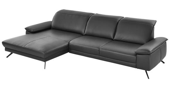 ECKSOFA  in Echtleder Anthrazit  193/332 cm  - Anthrazit/Schwarz, Design, Leder/Metall (193/332cm) - Dieter Knoll