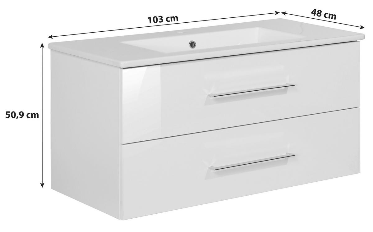 WASCHTISCHKOMBI 103 cm  - Eichefarben/Silberfarben, MODERN, Keramik/Holzwerkstoff (103cm) - MID.YOU