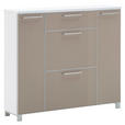 SCHUHSCHRANK Santina  in 121/108/31 cm  - Taupe/Chromfarben, Design, Glas/Holzwerkstoff (121/108/31cm) - Novel