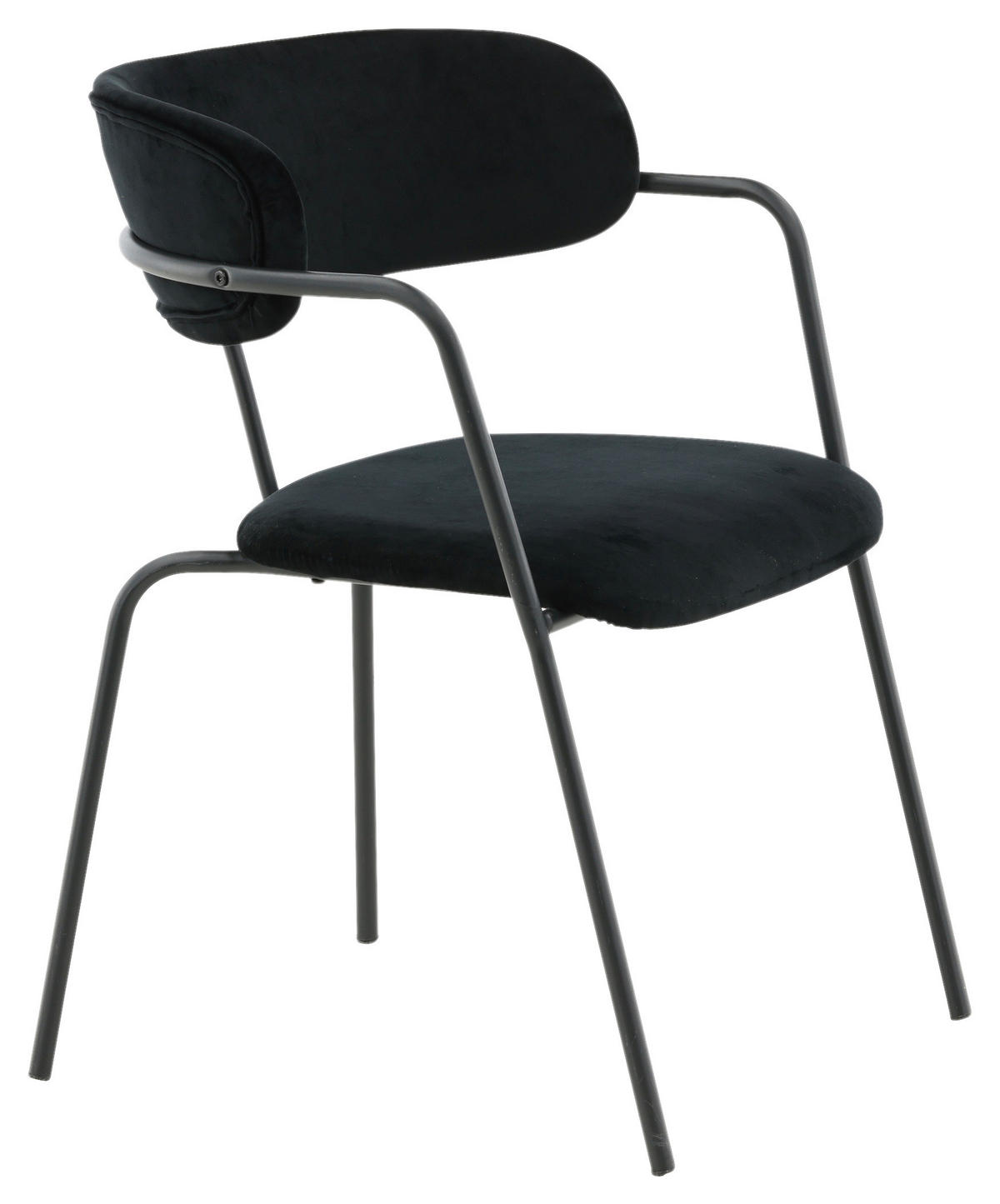 STUHL-SET 2 Stück  in Stahl Samt  - Schwarz, Design, Textil/Metall (58/79/61cm) - Livetastic