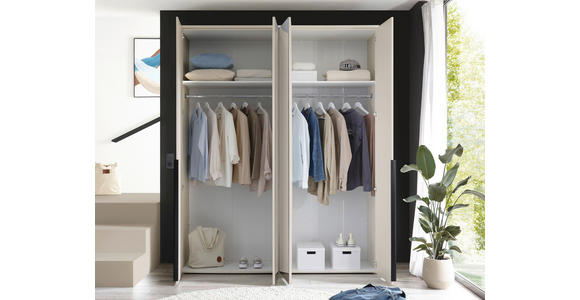 DREHTÜRENSCHRANK  in Kaschmir  - Kaschmir/Schwarz, MODERN, Holzwerkstoff/Kunststoff (180/225/52cm) - Carryhome