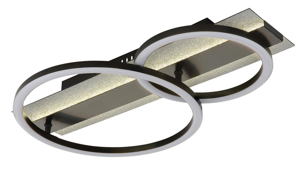 LED-DECKENLEUCHTE 48,2/30/8,8 cm   - Silberfarben/Schwarzchrom, Design, Kunststoff/Metall (48,2/30/8,8cm) - Globo