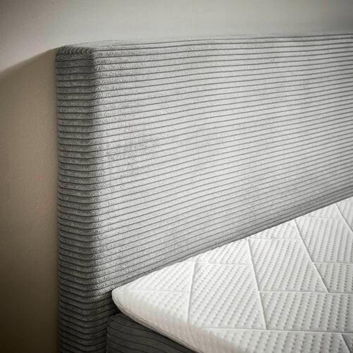 Pat Boxspring, 180/200 cm, gri deschis - gri deschis/negru, Basics, plastic/textil (180/200cm)