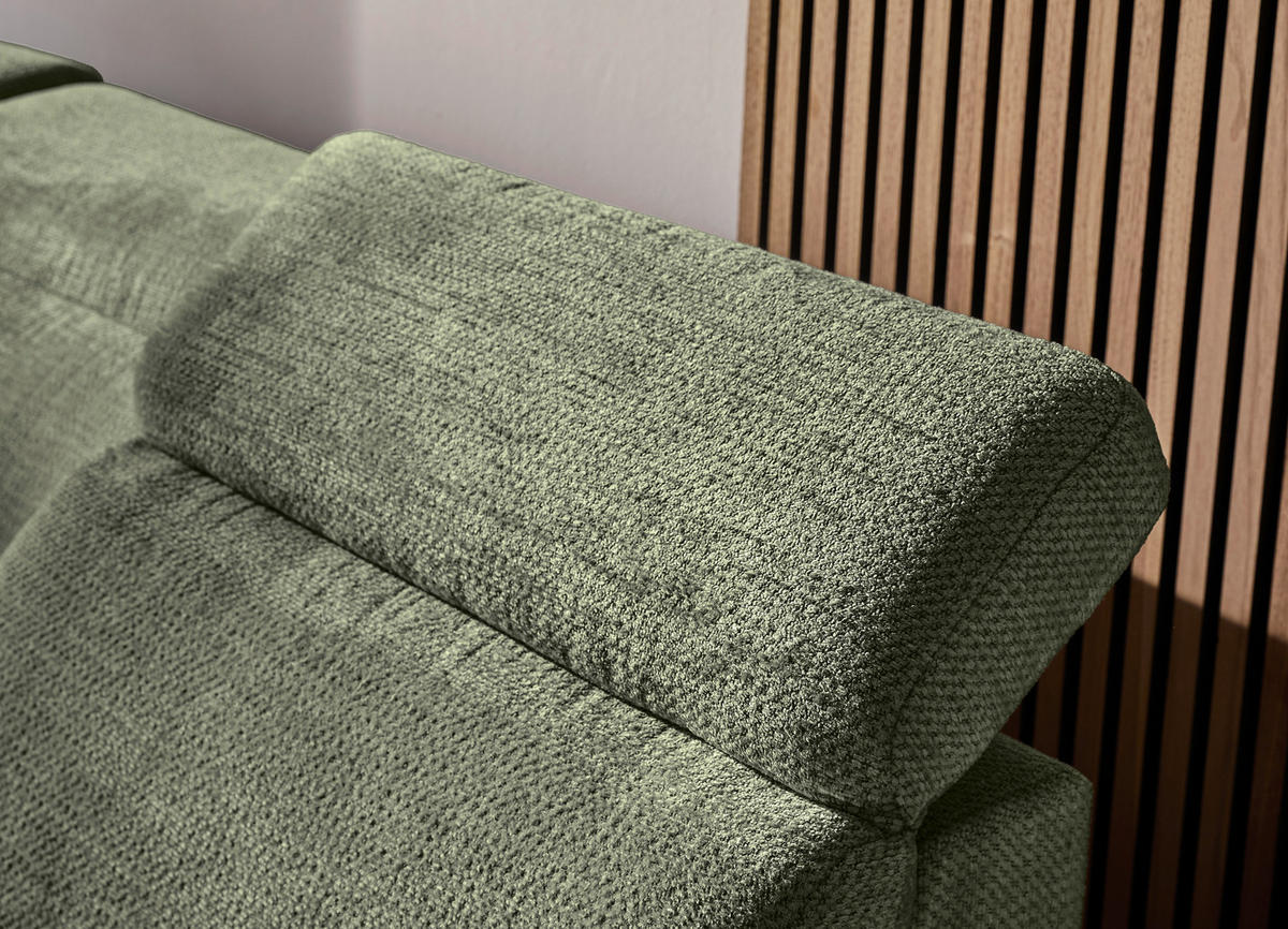 WOHNLANDSCHAFT Dunkelgrün Struktur  - Dunkelgrün/Schwarz, Design, Textil/Metall (270/364/190cm) - Stylife