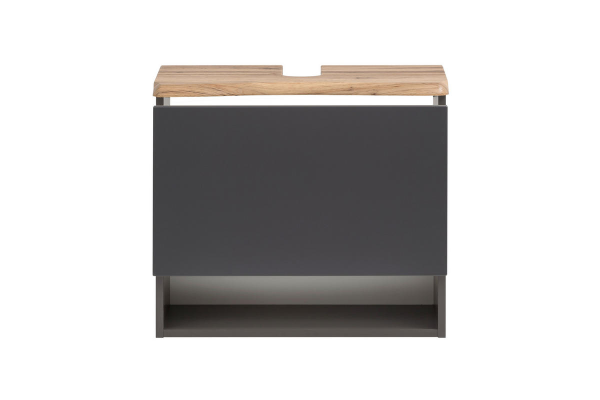 WASCHTISCHUNTERSCHRANK 61/55/40 cm  - Silberfarben/Eiche Wotan, Natur, Holzwerkstoff/Kunststoff (61/55/40cm) - Xora