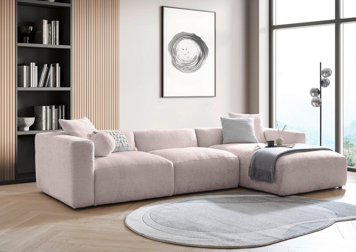 ECKSOFA Rosa Chenille  - Creme/Schwarz, MODERN, Kunststoff/Textil (323/178cm) - Carryhome