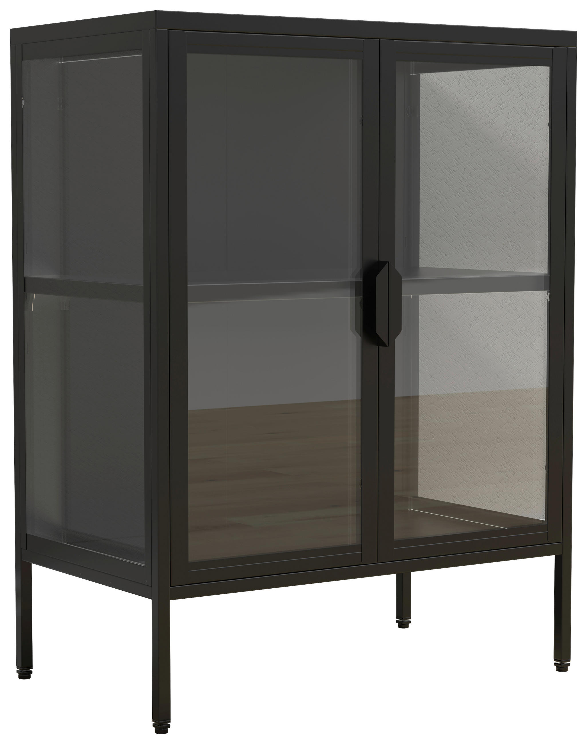 VITRINE Schwarz  - Transparent/Schwarz, Design, Glas/Metall (60/80/35cm) - MID.YOU