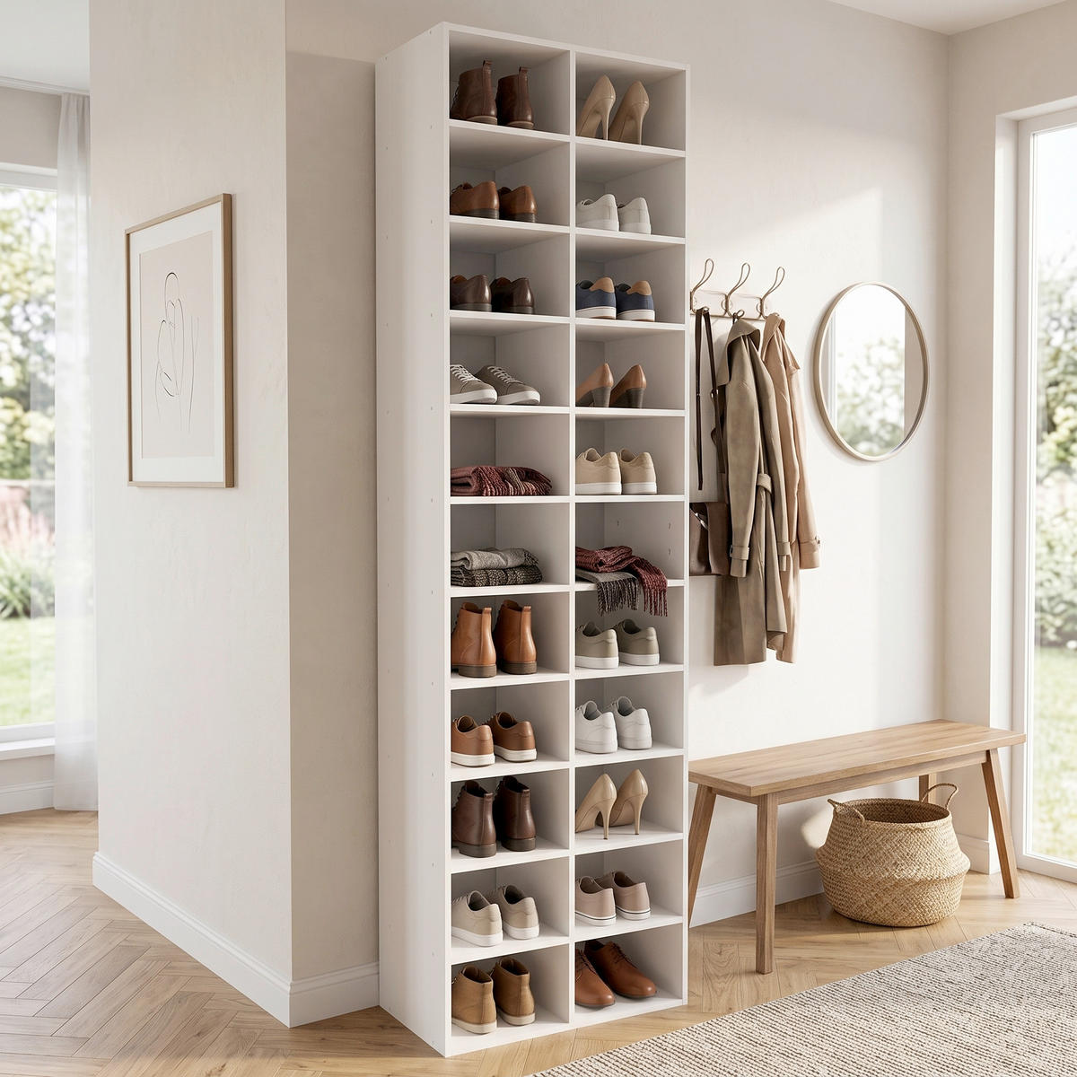 SCHUHREGAL 52/183/30 cm  - Weiss, Design, Holzwerkstoff (52/183/30cm) - MID.YOU