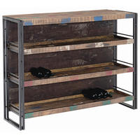 BAR Mangoholz massiv Braun, Schwarz  - Schwarz/Braun, Design, Holz/Metall (140/105/52cm)