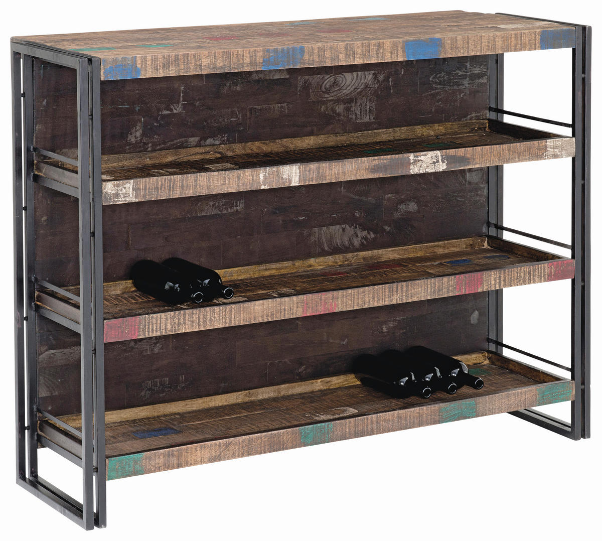 BAR Mangoholz massiv Braun, Schwarz  - Schwarz/Braun, Design, Holz/Metall (140/105/52cm)