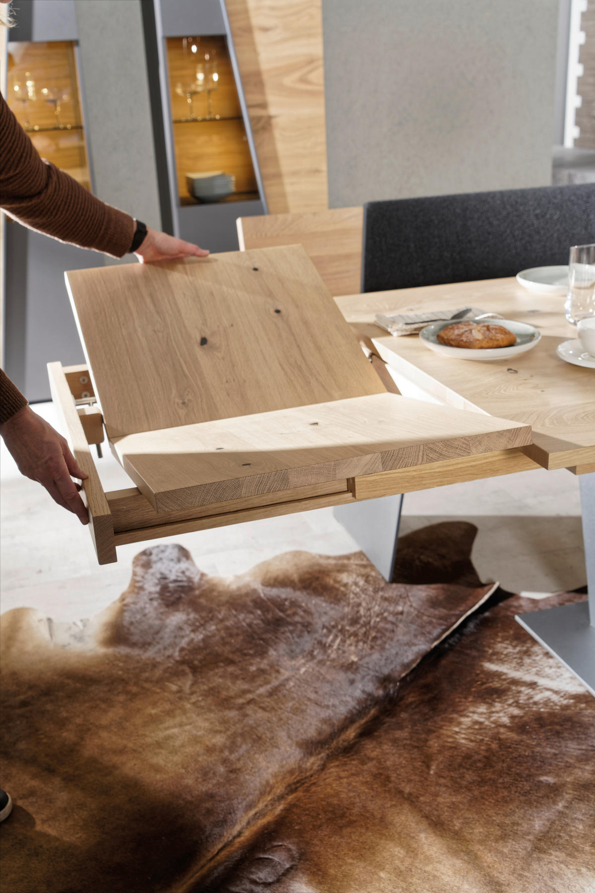 ESSTISCH in Holz 160/100/76,5 cm  - Wildeiche/Anthrazit, Natur, Holz/Metall (160/100/76,5cm) - Voglauer