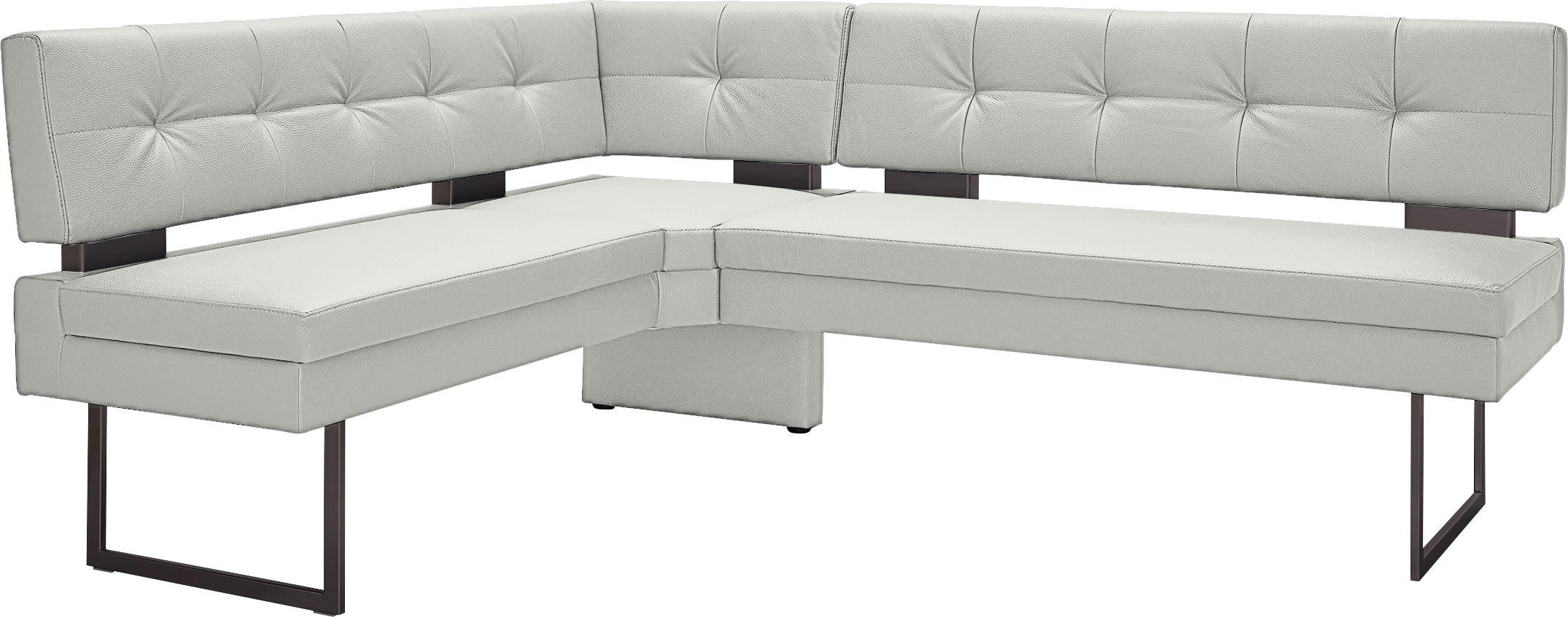ECKBANK 158/200 cm Mikrofaser Hellgrau - Hellgrau/Schwarz, Design, Textil/Metall (158/200cm) - Dieter Knoll