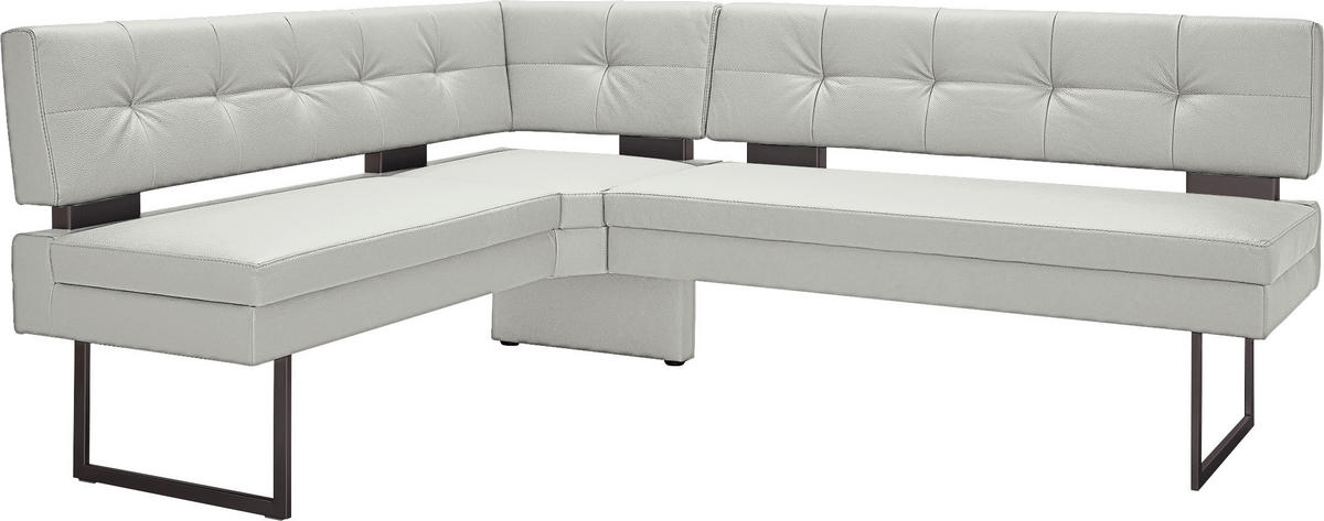 ECKBANK 158/200 cm Mikrofaser Hellgrau   - Hellgrau/Schwarz, Design, Textil/Metall (158/200cm) - Dieter Knoll