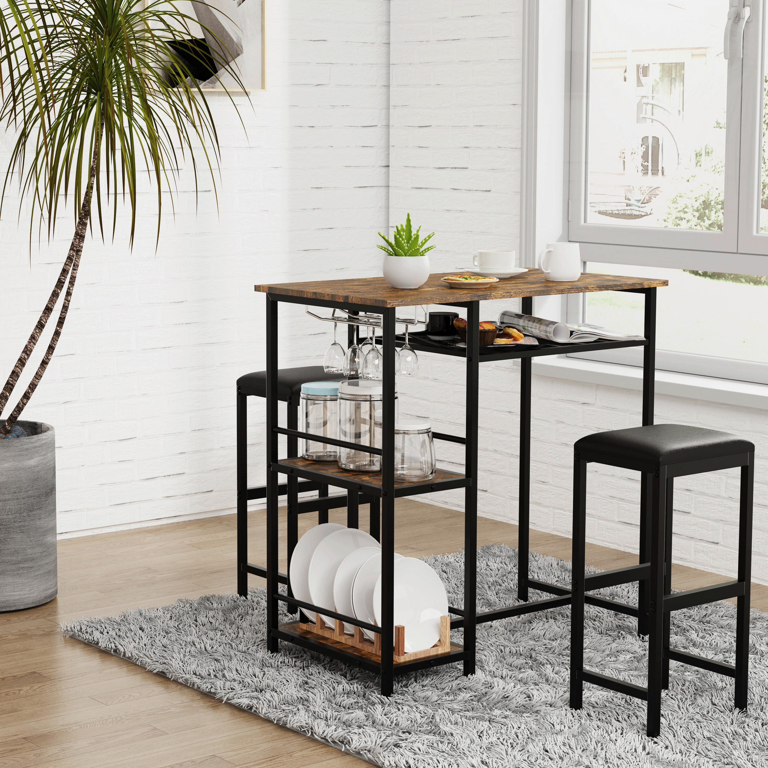 BARTISCH in Metall, Holzwerkstoff 90/50/93 cm   - Eichefarben/Schwarz, Design, Holzwerkstoff/Metall (90/50/93cm) - MID.YOU