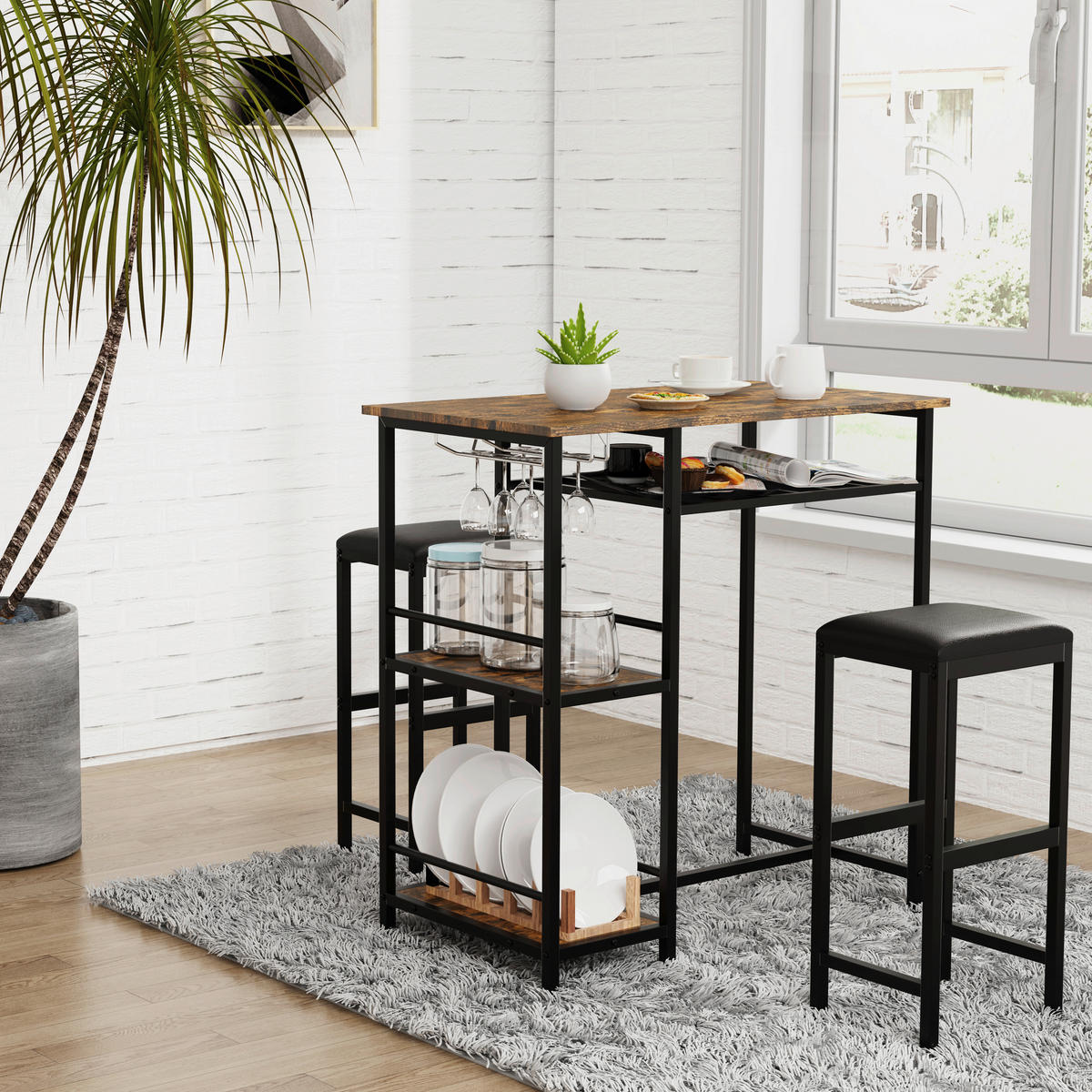 BARTISCH rechteckig Eichefarben, Schwarz  - Eichefarben/Schwarz, Design, Holzwerkstoff/Metall (90/50/93cm) - MID.YOU