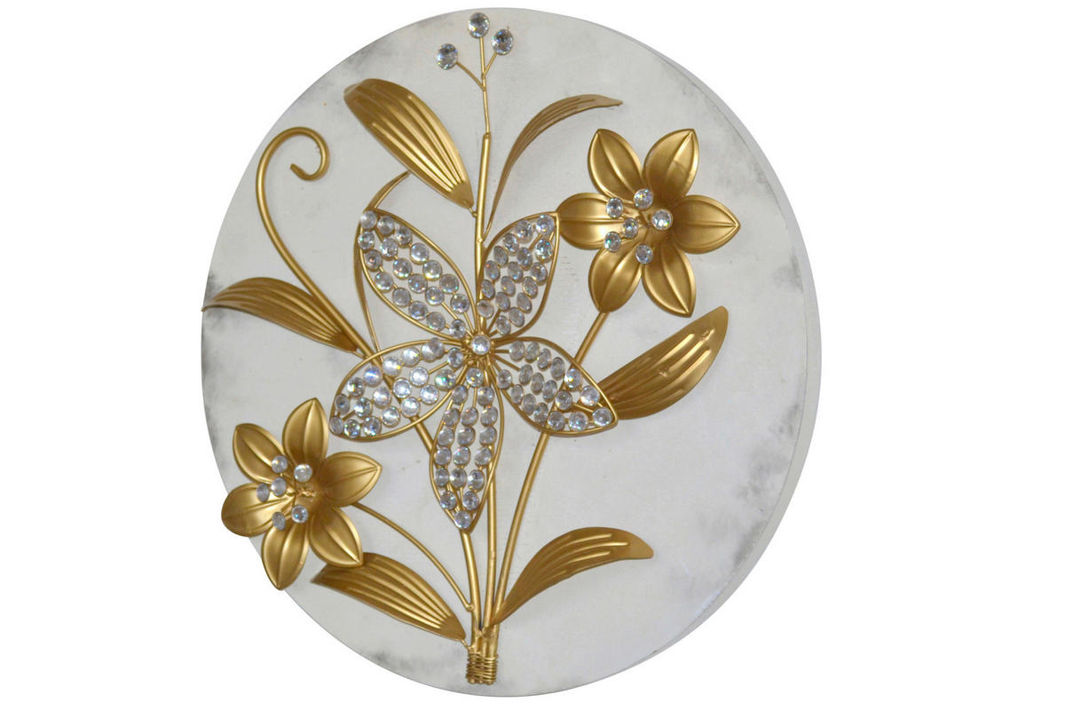 WANDDEKO Metall, Holzwerkstoff  - Goldfarben/Creme, Design, Holzwerkstoff/Metall (7/45/45cm) - MID.YOU