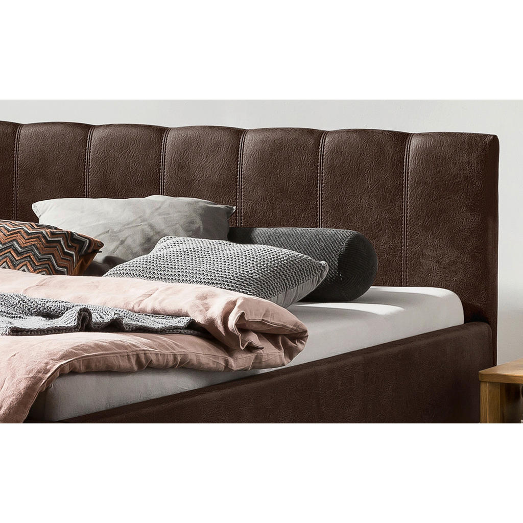 Thumbnail - Hasena Polsterbett, Dunkelbraun, Textil, Höhe ca. 22 cm, 160x200 cm, gepolstertes Kopfteil, in verschiedenen Größen erhä...