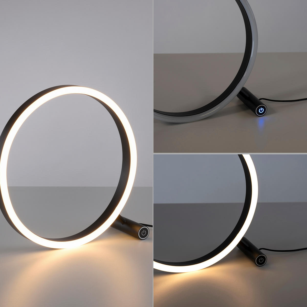 STOLNÍ LED LAMPA, dotykový stmívač, 28,5/10/28 cm - antracitová, Trend, kov/plast (28,5/10/28cm)