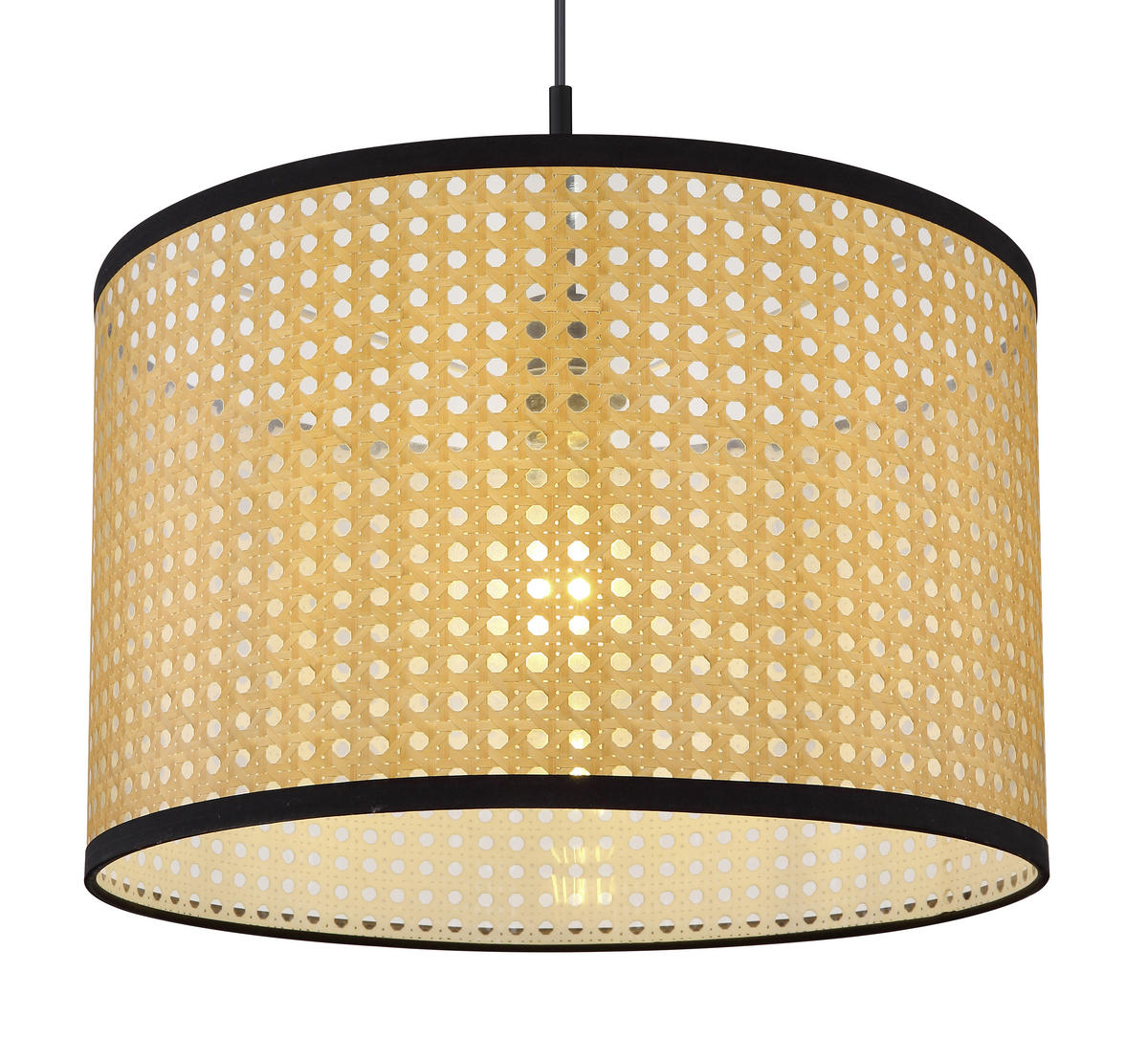 HÄNGELEUCHTE 45/140 cm   - Schwarz/Naturfarben, Natur, Kunststoff/Metall (45/140cm) - Globo