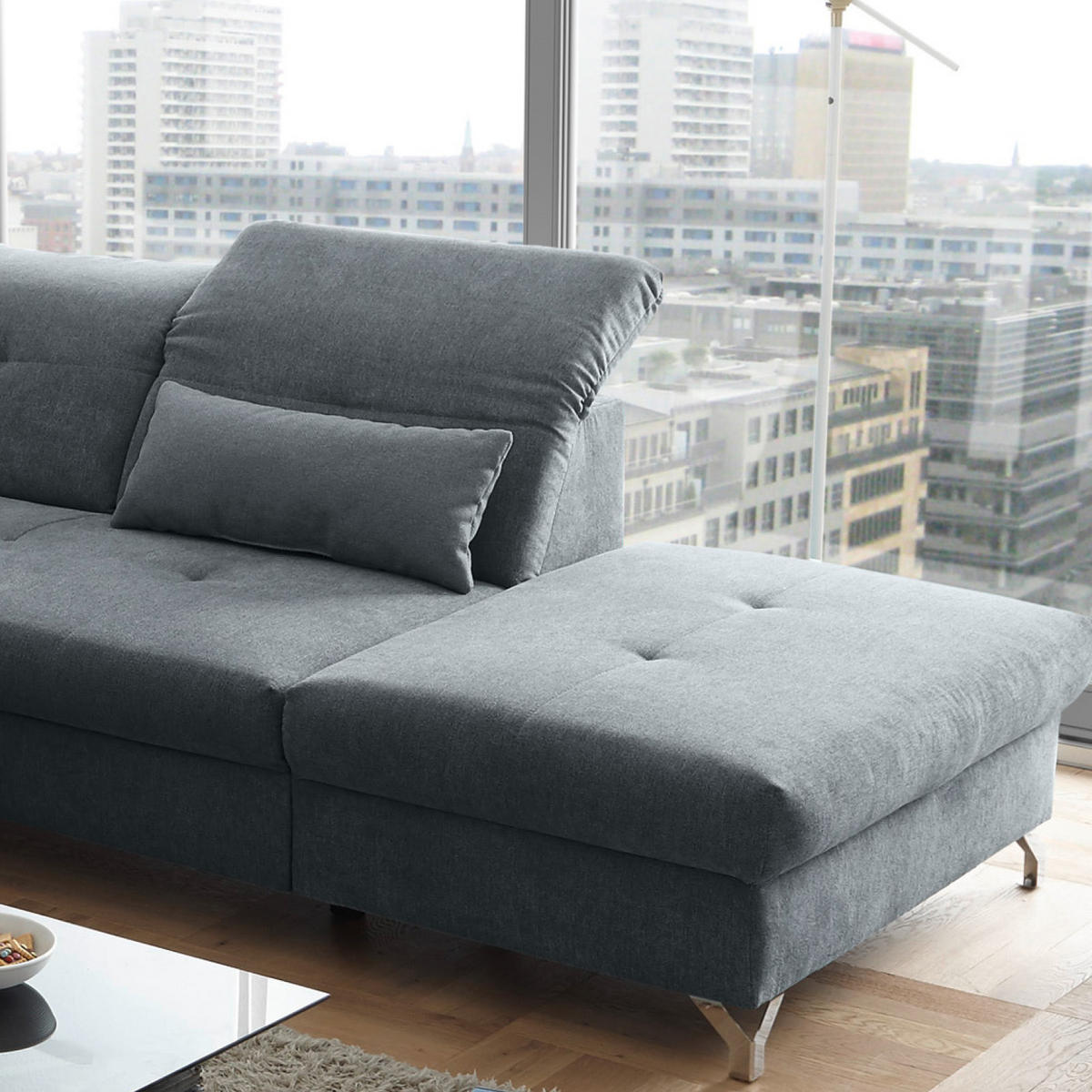 SJEDEĆA GARNITURA tekstil  antracit   - srebrne boje/antracit, Moderno, tekstil/metal (168/350/245cm) - Hom`in