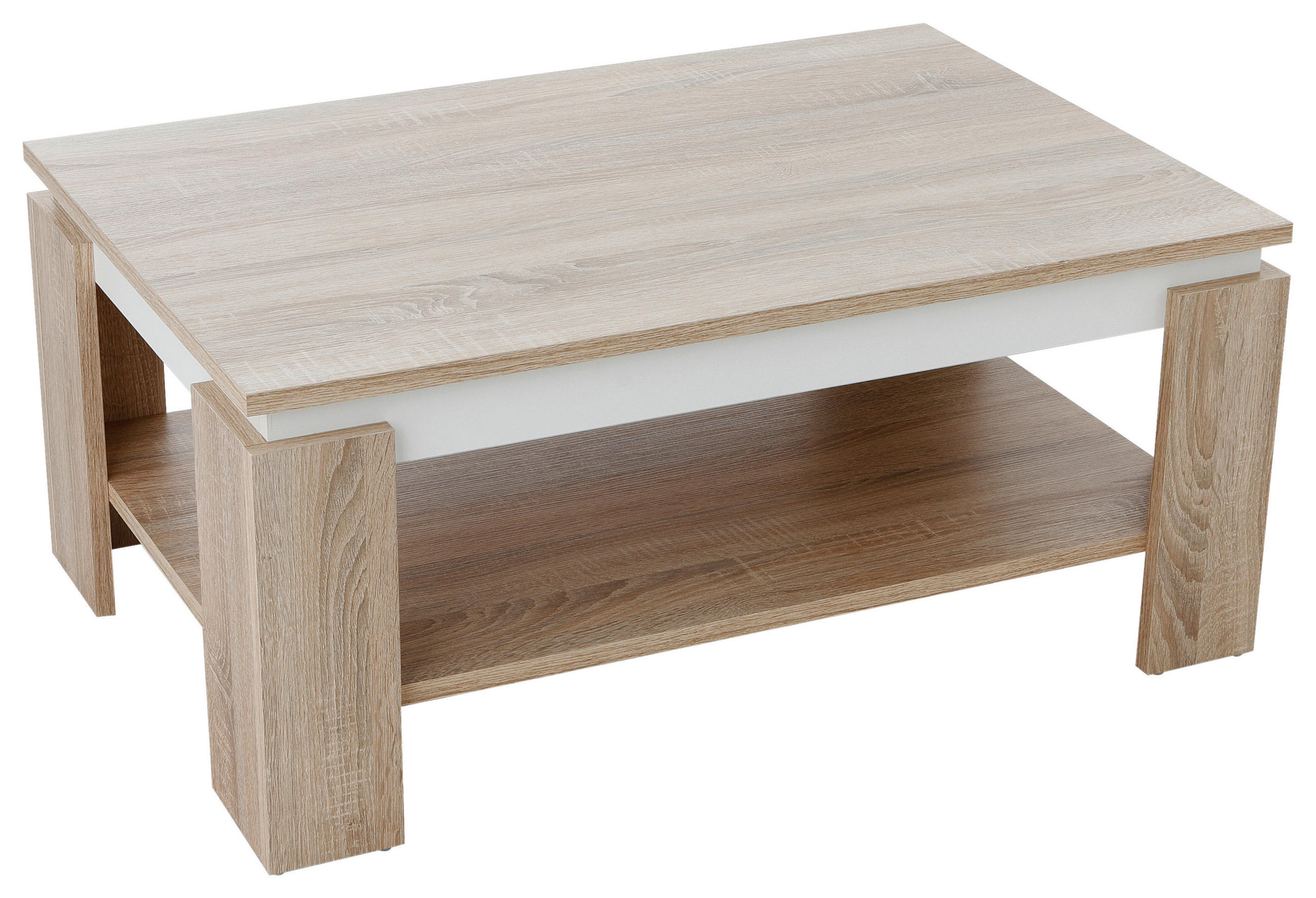 COUCHTISCH 90/60,5/41,5 cm rechteckig Weiß, Sonoma Eiche  - Weiß/Sonoma Eiche, KONVENTIONELL, Holzwerkstoff (90/60,5/41,5cm) - Boxxx