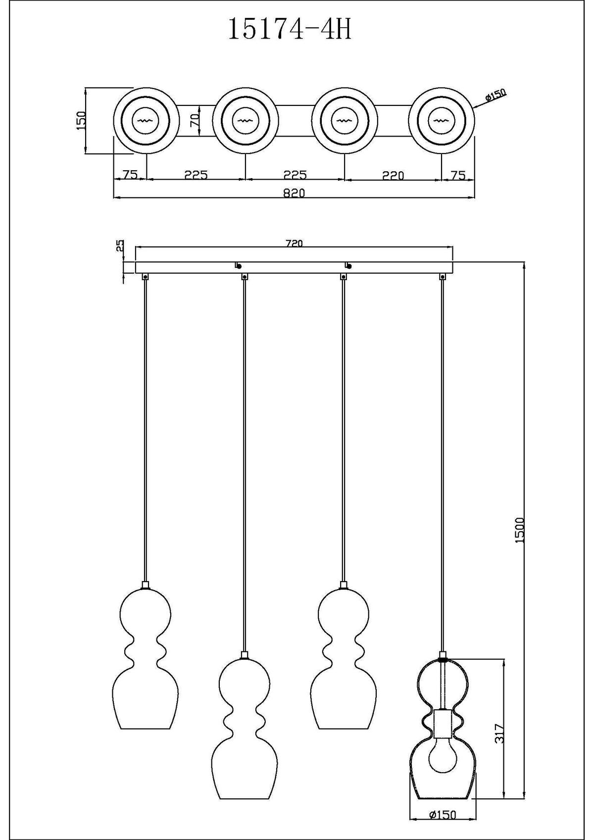 HÄNGELEUCHTE 82/15/150 cm    - Schwarz, Konventionell, Glas/Kunststoff (82/15/150cm) - Globo