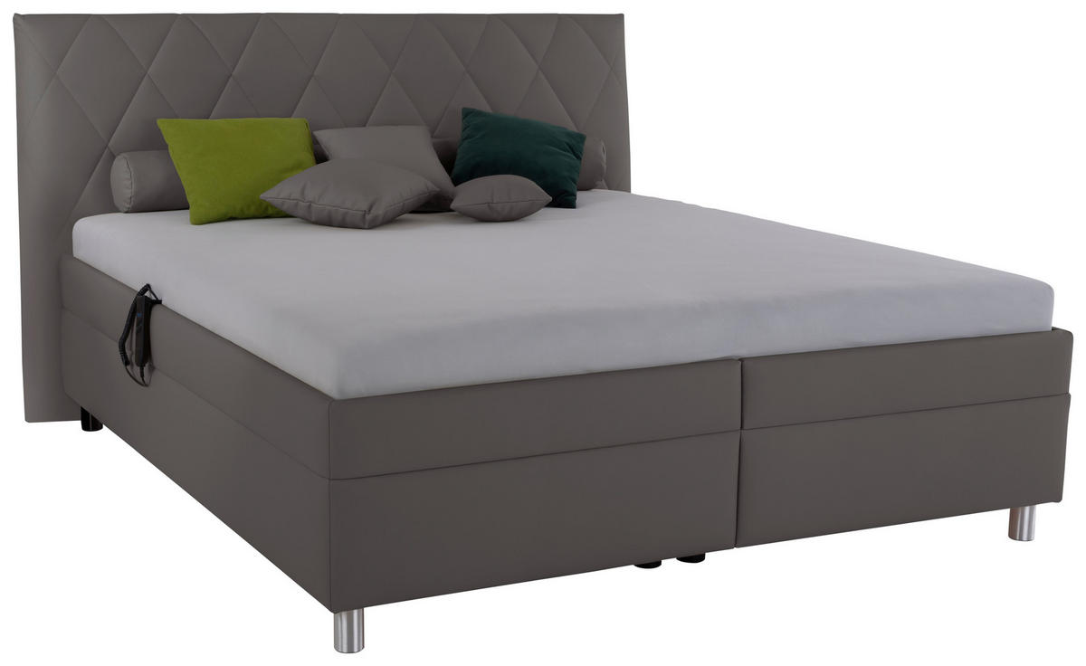 POLSTERBETT Matratze, gepolstertes Kopfteil, Lattenrost, Bettkasten 180/200 cm  in Grau  - Birkefarben/Silberfarben, KONVENTIONELL, Holz/Textil (180/200cm) - Esposa