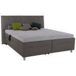 POLSTERBETT 180/200 cm,  in Grau, Matratze, gepolstertes Kopfteil, Lattenrost, Bettkasten, H2 = mittel, H3 = fest  - Birkefarben/Silberfarben, KONVENTIONELL, Holz/Textil (180/200cm) - Esposa