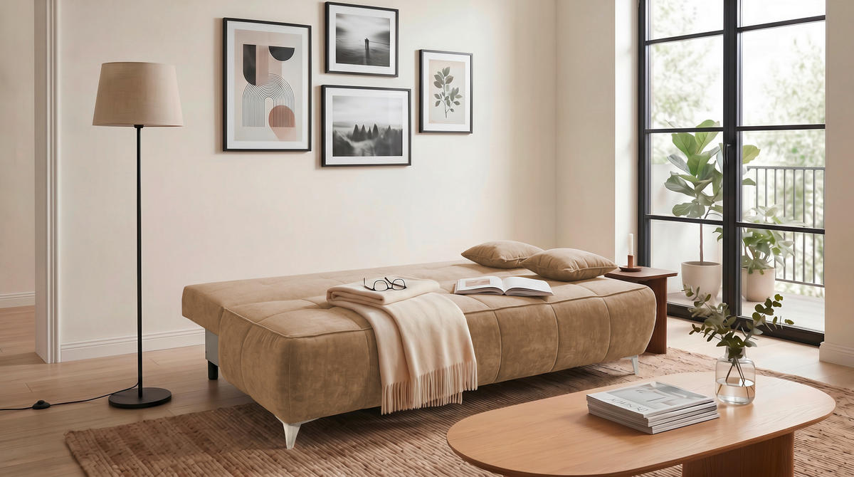 SCHLAFSOFA ELISA Webstoff Braun  inkl. Bettkasten  - Kaschmir/Braun, MODERN, Kunststoff/Textil (215/96/106cm) - MID.YOU