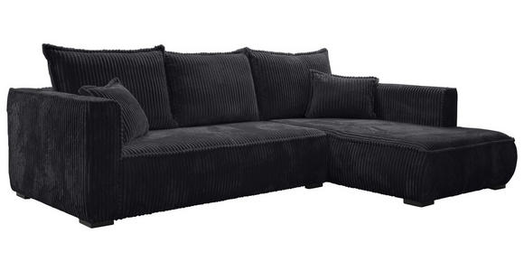 ECKSOFA Schwarz Cord  - Schwarz, MODERN, Holz/Textil (322/208cm) - Carryhome