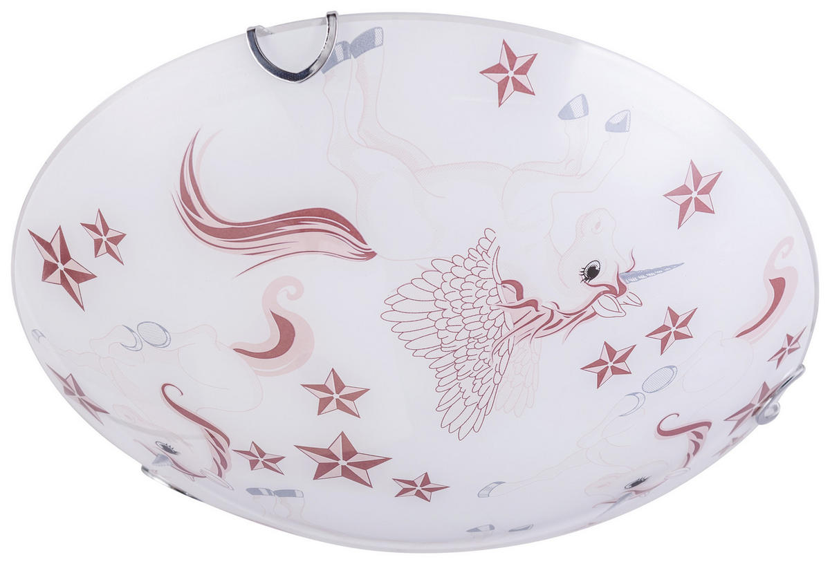 KINDERDECKENLEUCHTE - Weiss/Rosa, Basics, Glas/Metall (30/8,5cm) - Globo