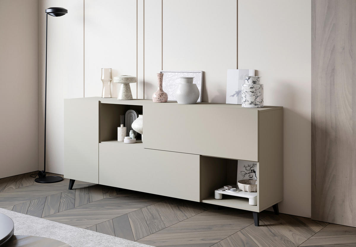 SIDEBOARD  180/76/39 cm  - Kaschmir/Schwarz, Design, Holzwerkstoff/Kunststoff (180/76/39cm) - P & B