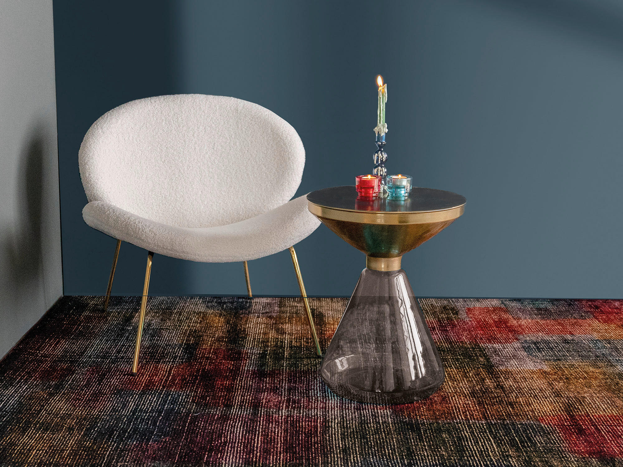 BEISTELLTISCH in Metall, Glas  - Goldfarben/Grau, Design, Glas/Metall (41,5/53cm) - Kayoom