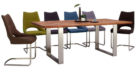 ESSTISCH in Holz, Metall 200/100/77 cm - Edelstahlfarben/Eichefarben, Natur, Holz/Metall (200/100/77cm) - Voleo