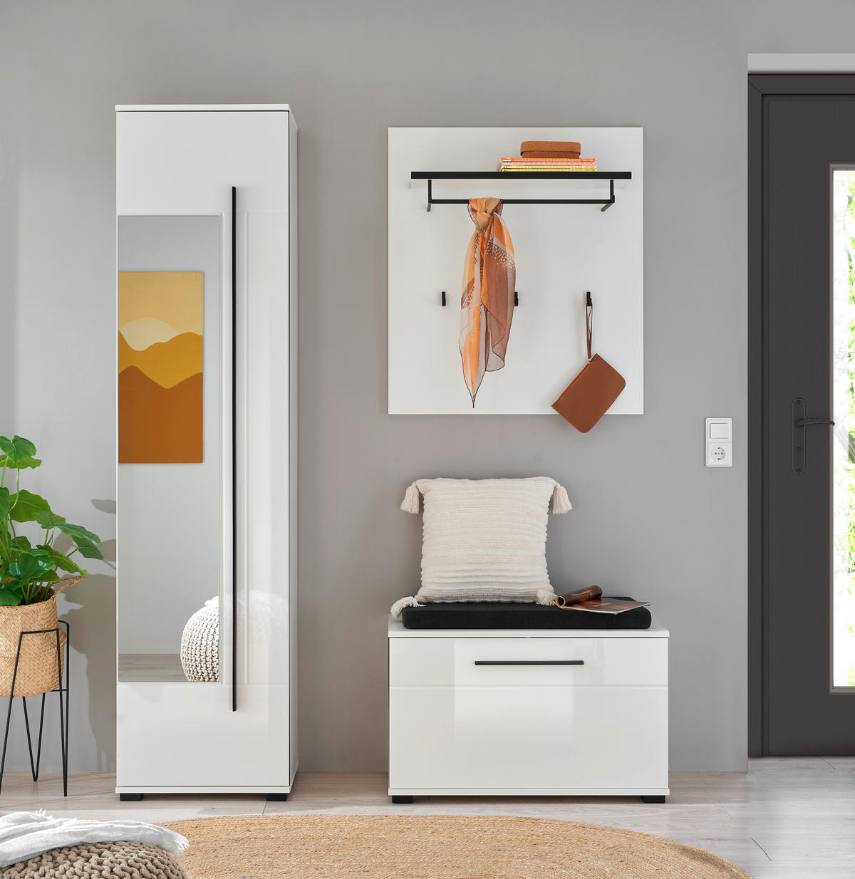 GARDEROBE 4-teilig  in 140/201/39 cm  - Weiß Hochglanz/Weiß, MODERN, Holzwerkstoff (140/201/39cm) - MID.YOU