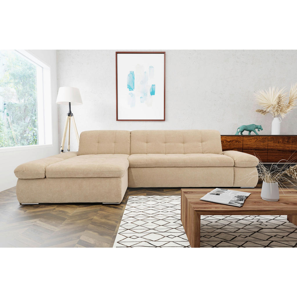 Thumbnail - Mid.you Ecksofa, Beige, Textil, Uni, 3-Sitzer, L-Form, 300x172 cm, Made in EU, FSC Mix, Schlafen auf Sitzhöhe, Wohnzimme...