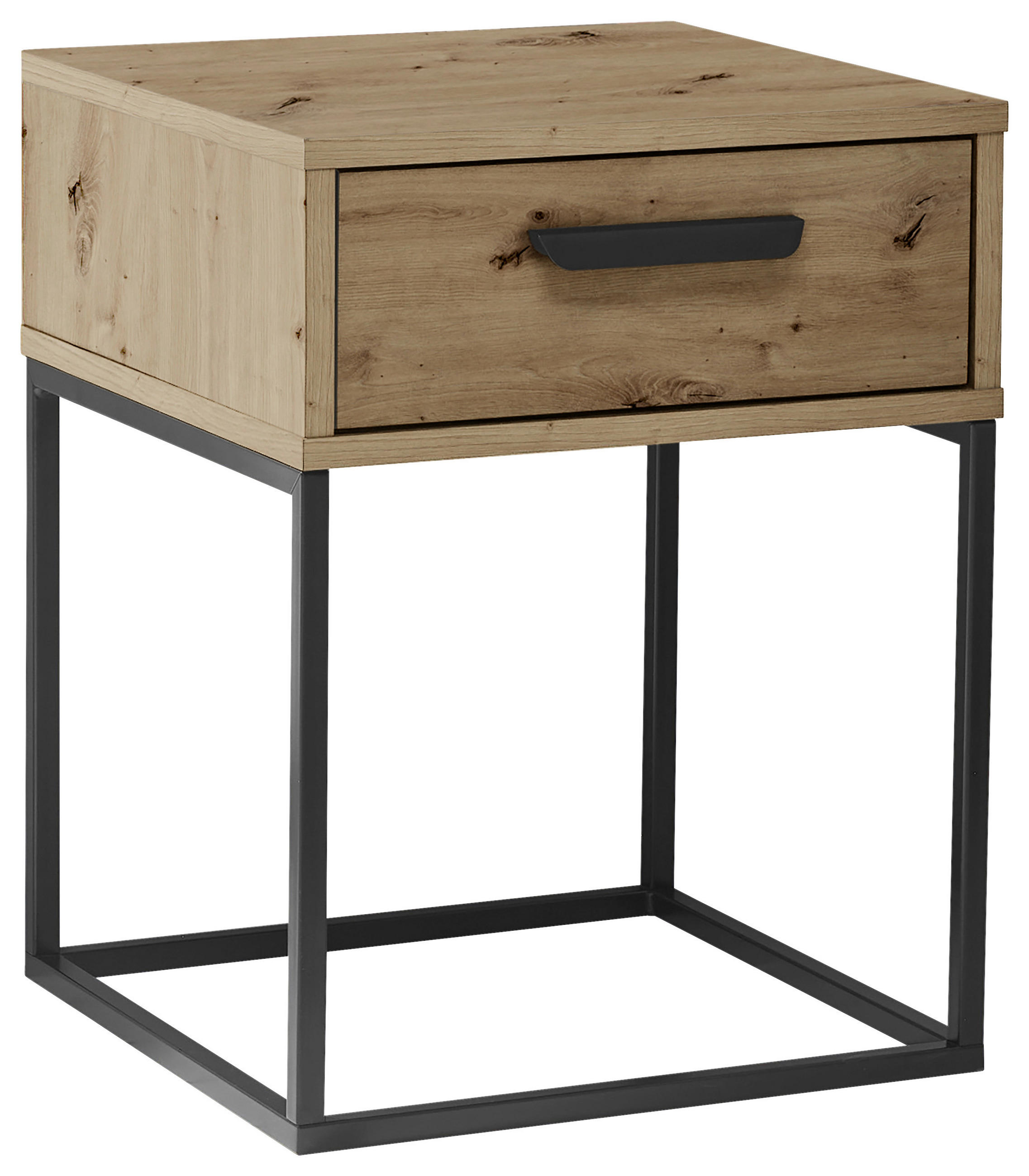 NOĆNI ORMARIĆ crna, hrast Artisan   - hrast Artisan/crna, Moderno, drvni materijal/metal (40/52/38,5cm) - Livetastic