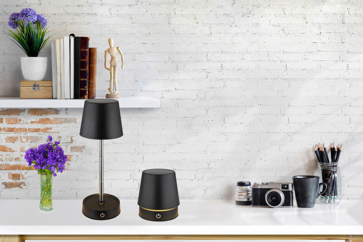 PORTABEL LAMPA Carlos 10,6/10,5-28 cm   - kromfärg/svart, Basics, metall/plast (10,6/10,5-28cm) - Globo