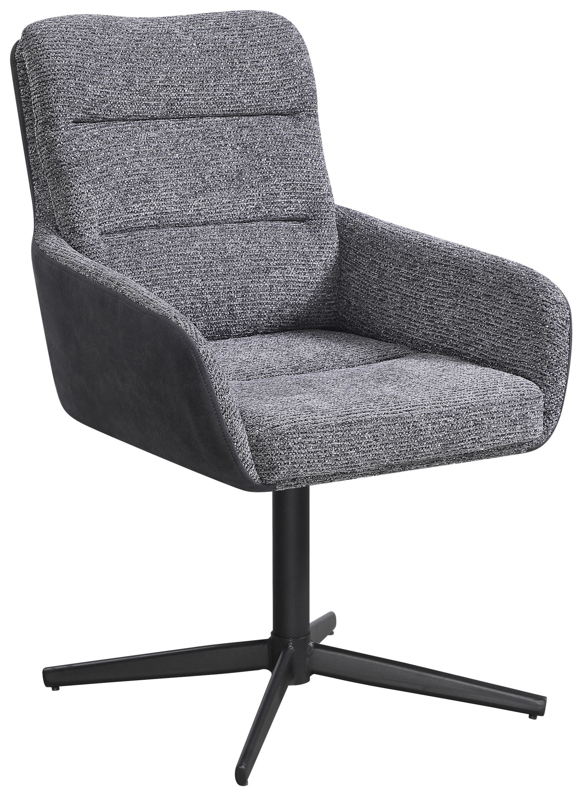 ARMLEHNSTUHL  in Eisen Webstoff, Mikrofaser  - Schwarz/Grau, Design, Textil/Metall (61/88/66cm) - Carryhome