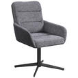 ARMLEHNSTUHL  Sitzfläche 360° drehbar Webstoff, Mikrofaser  Grau, Schwarz  - Schwarz/Grau, Design, Textil/Metall (61/89/66cm) - Carryhome