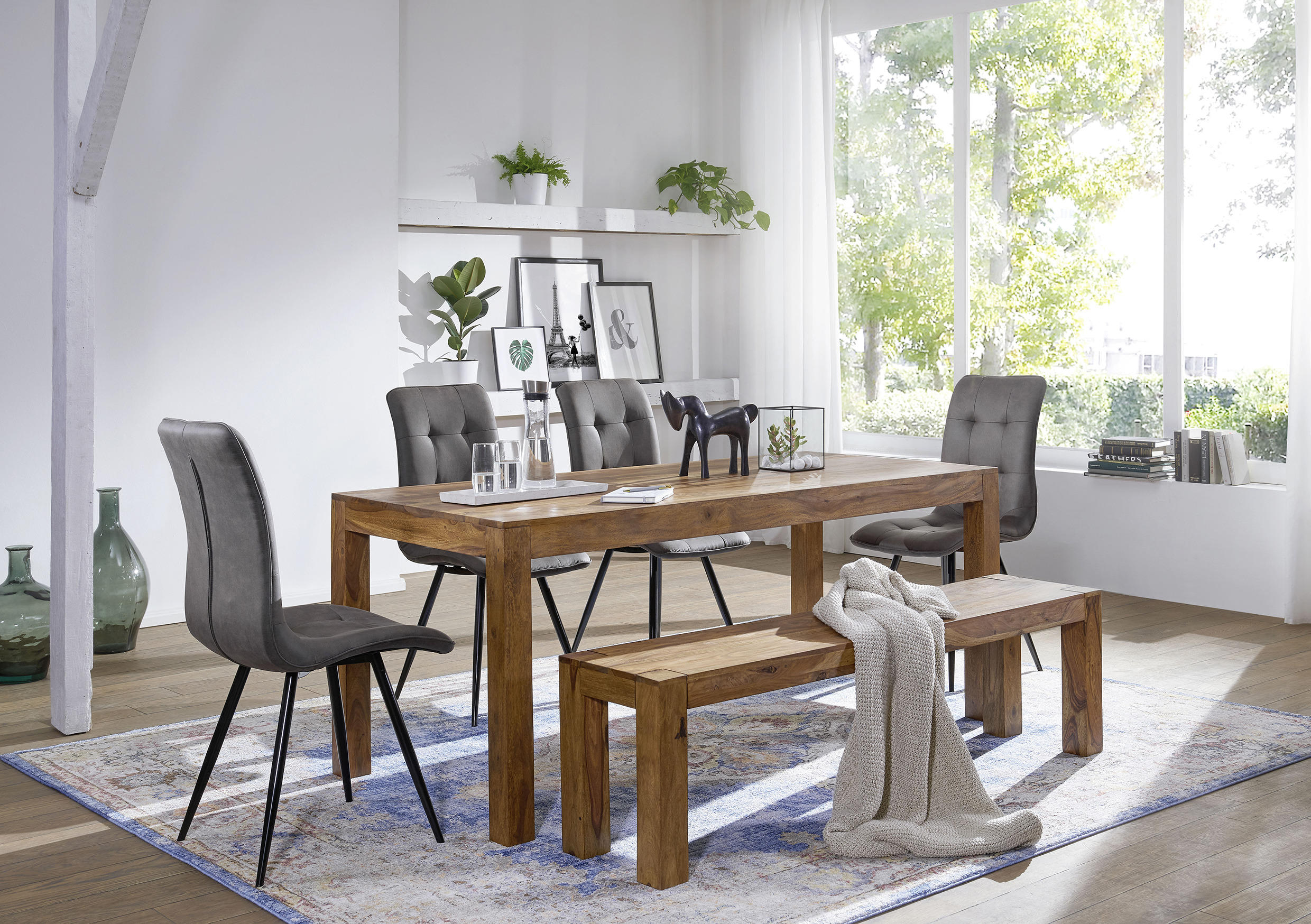 ESSTISCH Sheesham massiv rechteckig Sheeshamfarben - Sheeshamfarben, MODERN, Holz (120/60/76cm) - MID.YOU